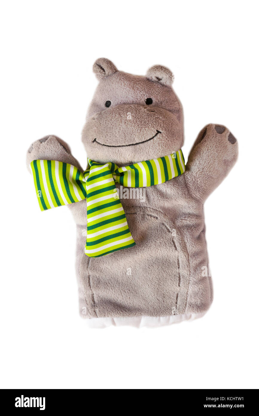 hippo glove puppet isolated on white background Stock Photo