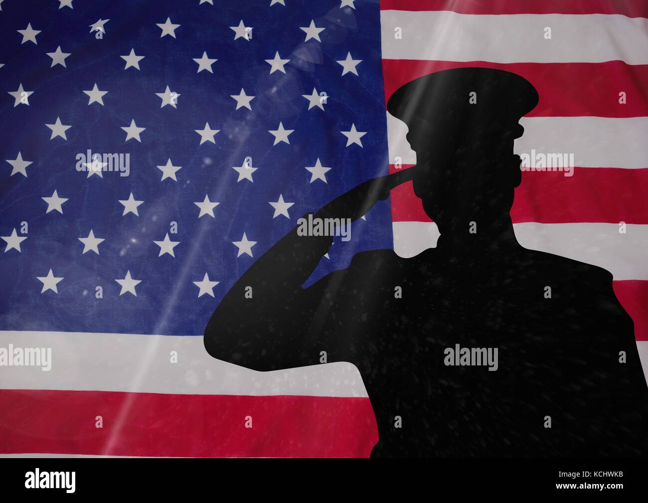 Digital composite of veterans day soldier in front of flag Stock Photo ...