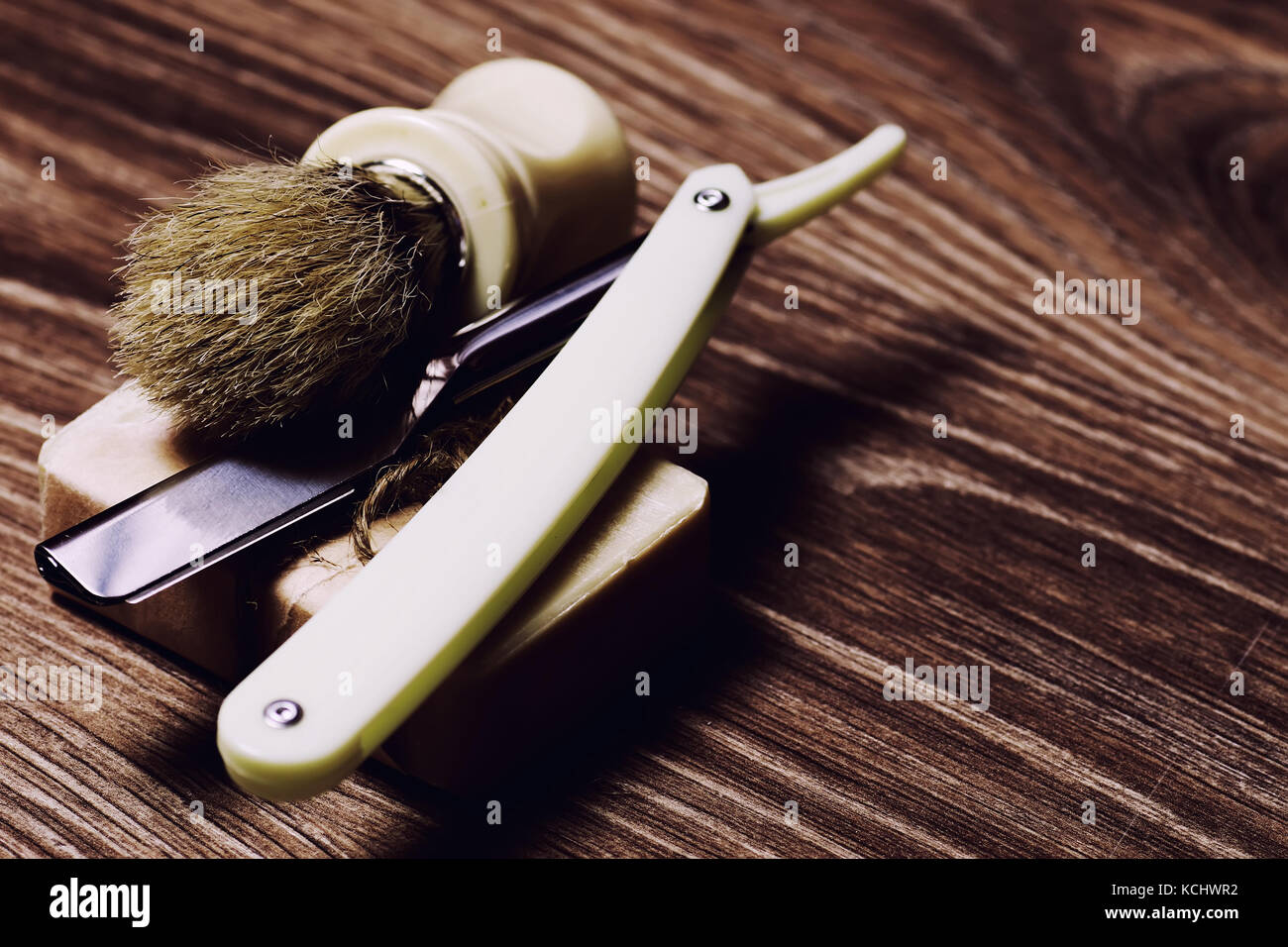 razor sharp soap brush retro Stock Photo Alamy