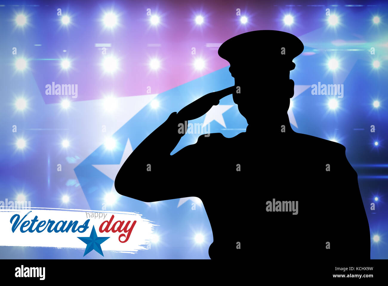Logo for veterans day in america against soldier silhouette Stock Photo ...
