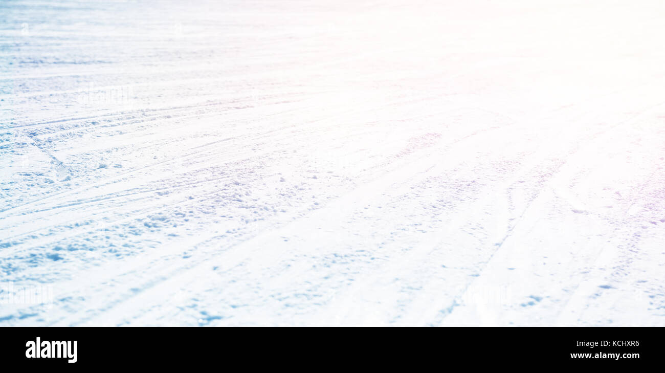 Ski traces on snowy landscape in winter Stock Photo - Alamy