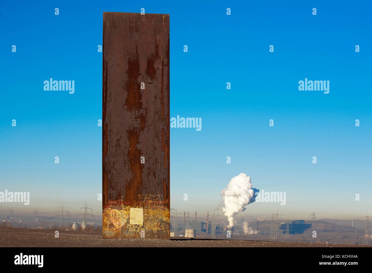 Germany, Ruhr area, Essen, steel slab by Richard Serra on the Schurenbach heap.   Deutschland, Ruhrgebiet, Essen, Stahlbramme von Richard Serra auf de Stock Photo