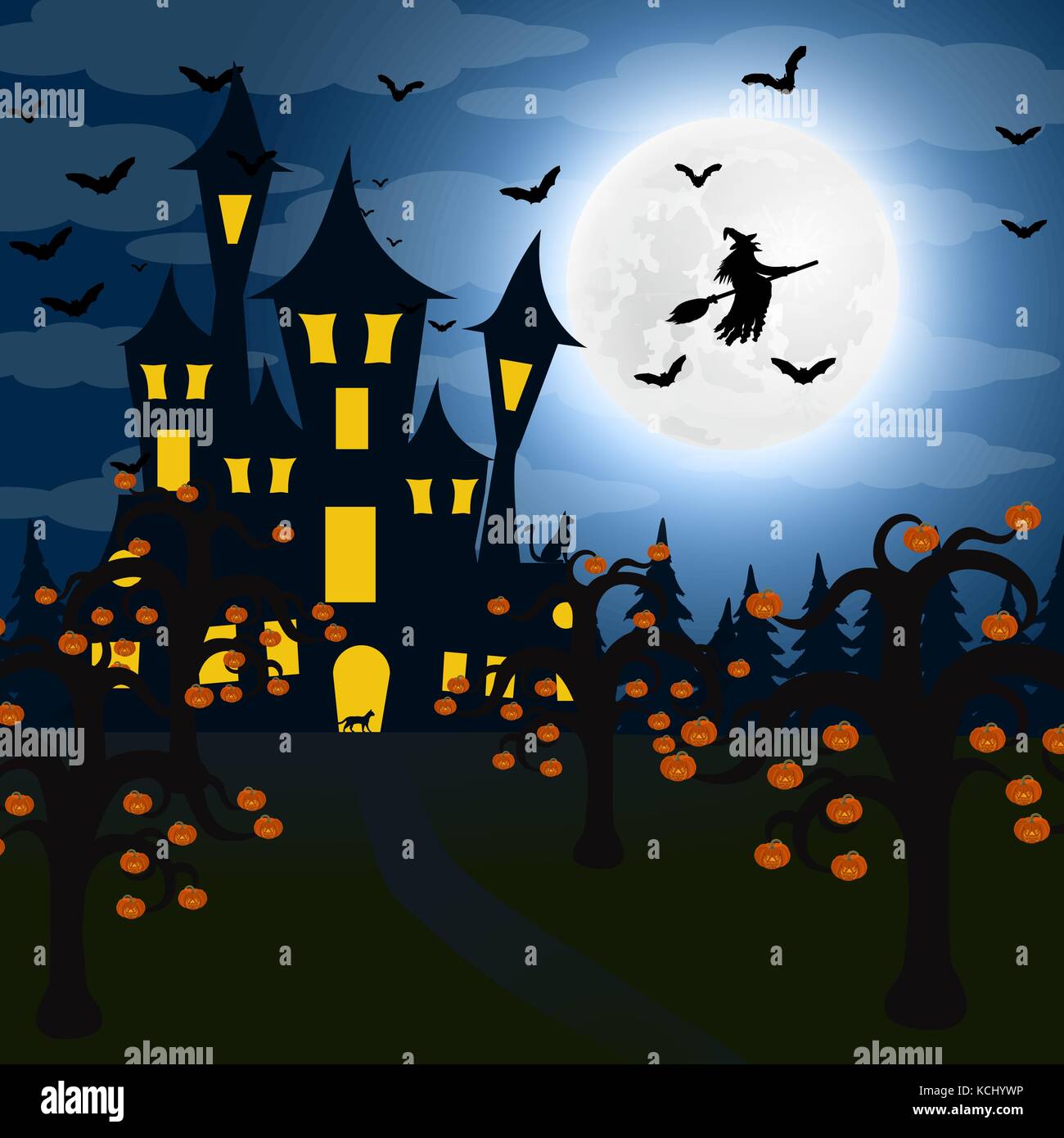 Forest at night on Halloween Stock Vector Image & Art - Alamy