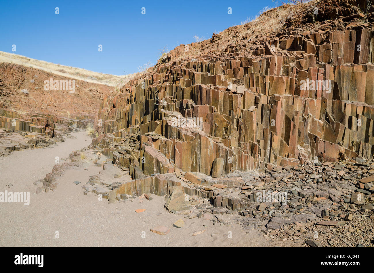 The famous Organ Pipes rock formations in Damaraland, Namibia, Southern Africa Stock Photo