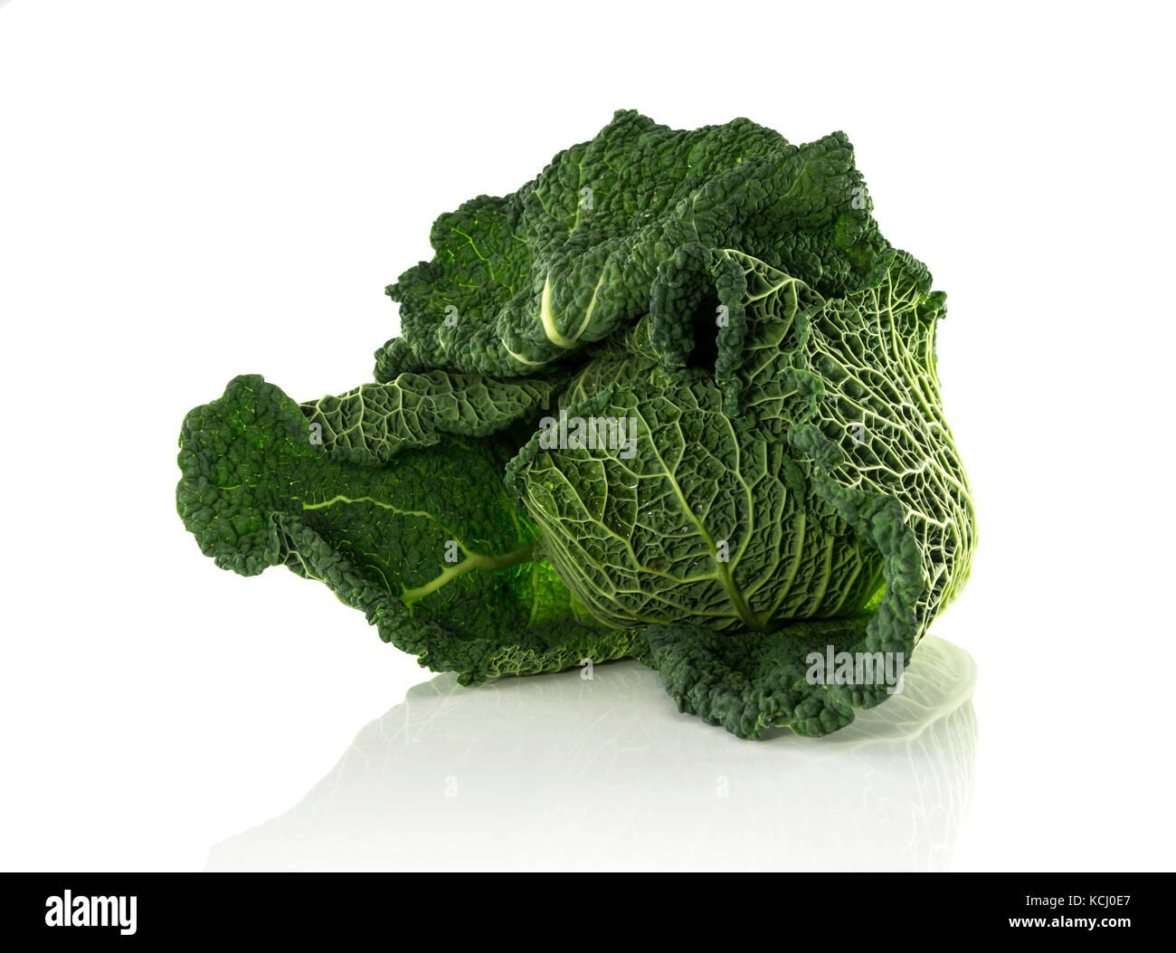 green savoy cabbage on white Stock Photo Alamy