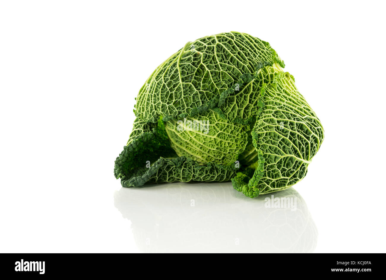 green savoy cabbage on white Stock Photo Alamy