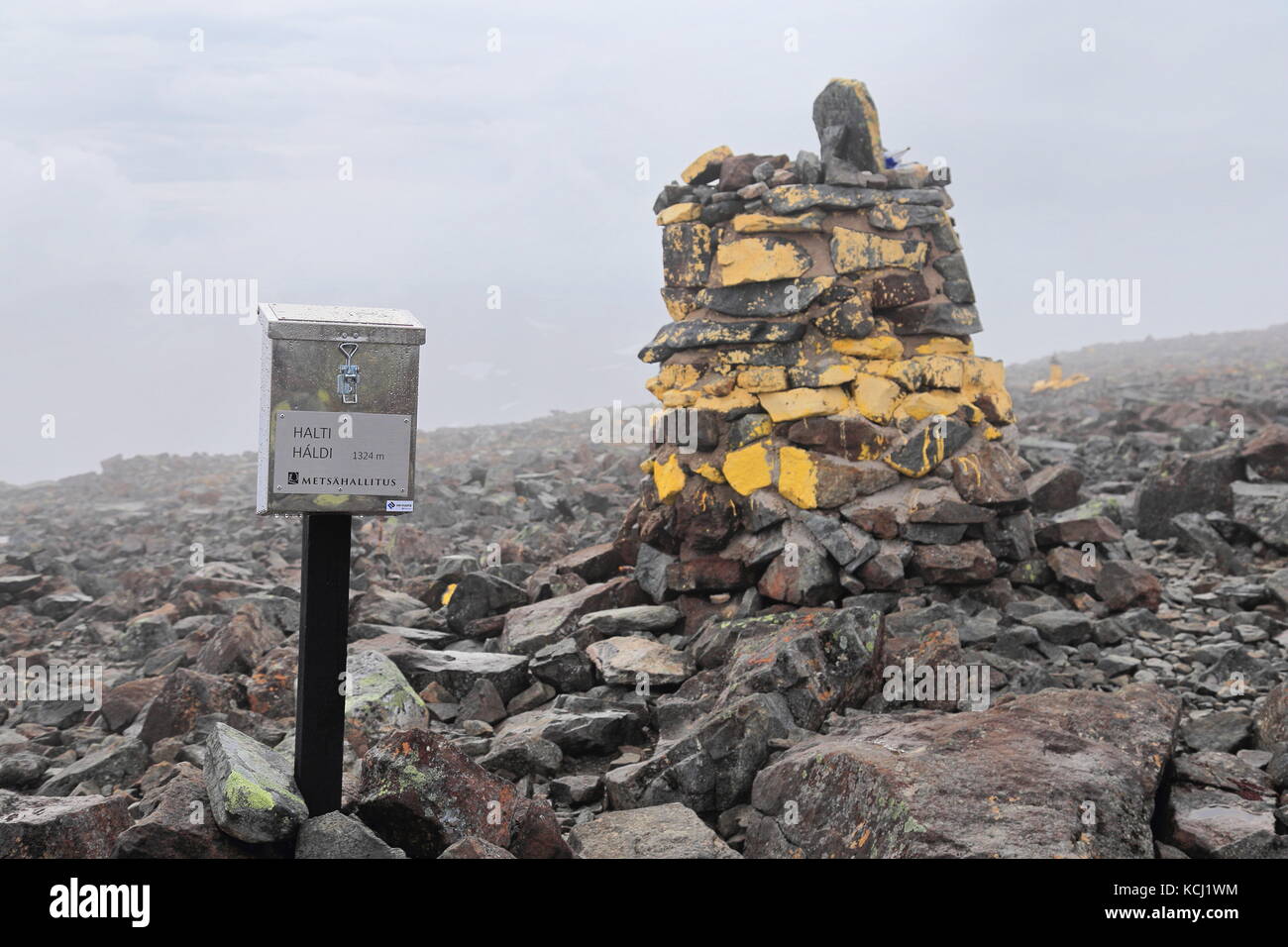 The summit of Halti, the highest point of Finland at elevation 1,324 m ...