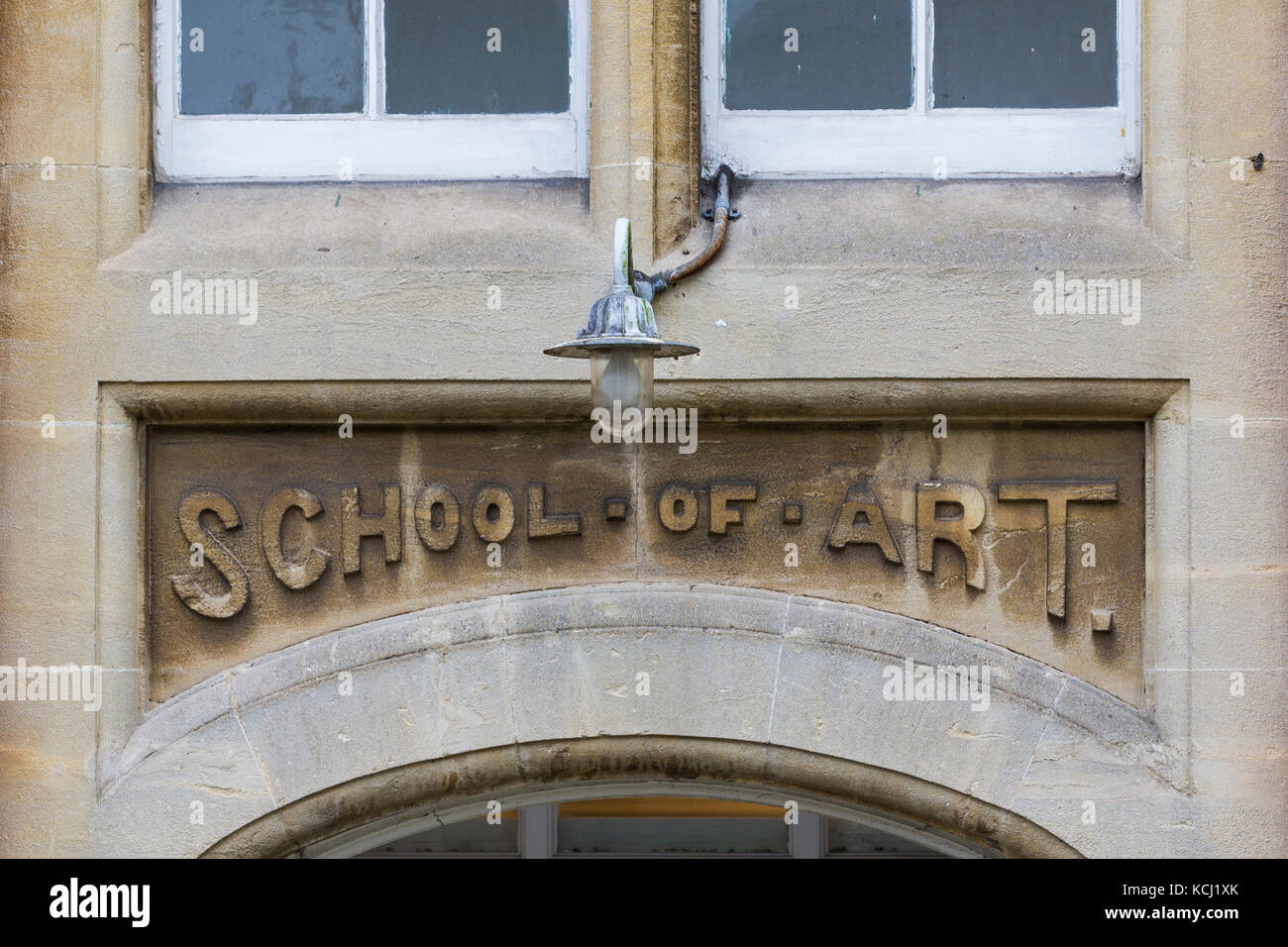 School of Art sign above door of Carmarthen Art School Stock Photo