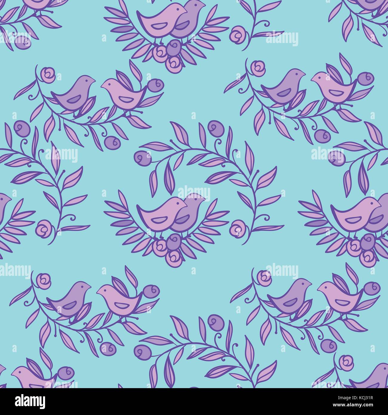 Vintage Floral Seamless Background with Birds Stock Vector Image & Art ...