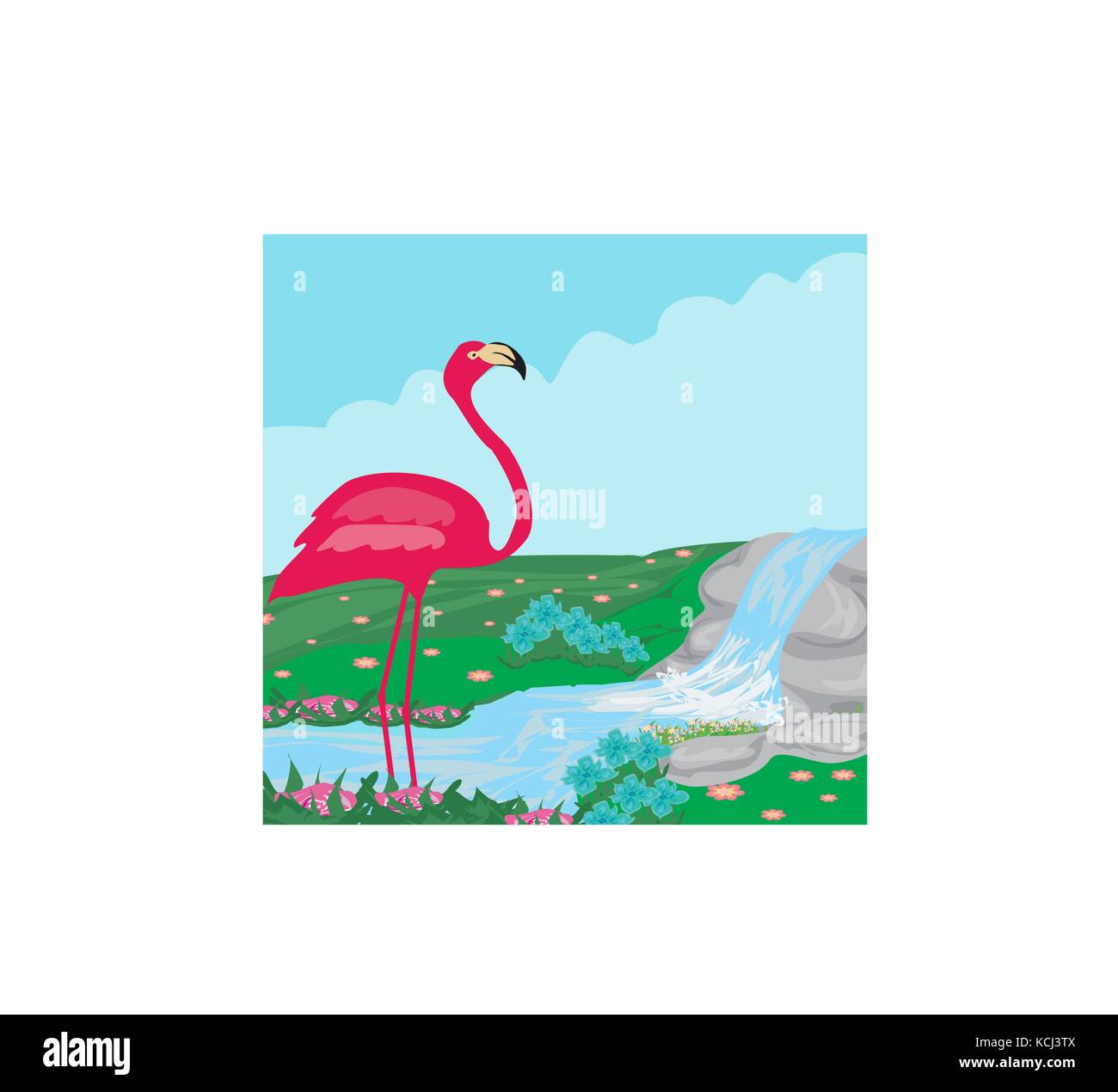 pink flamingo in the water Stock Vector Image & Art - Alamy