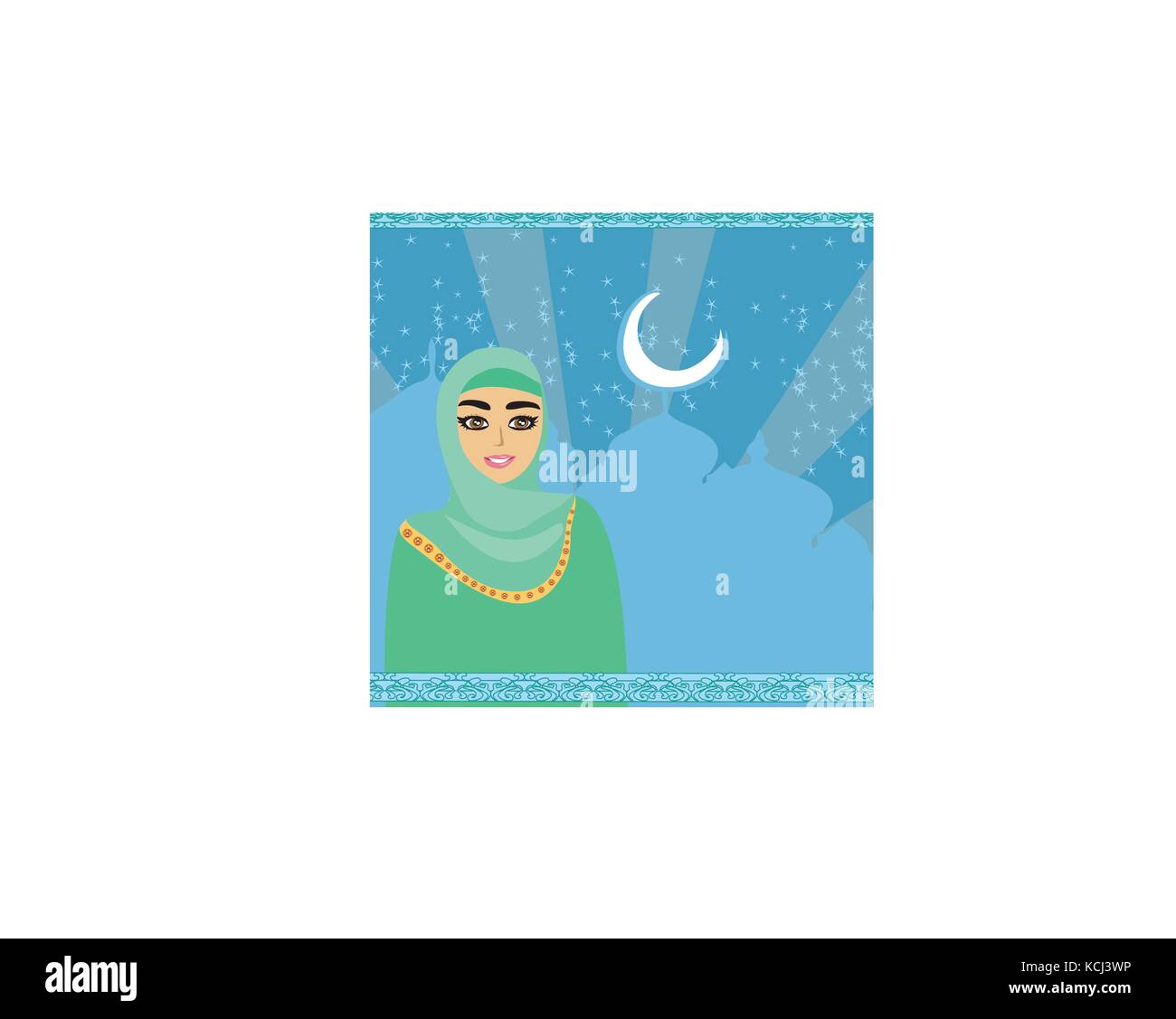 Portrait of Muslim beautiful girl in hijab Stock Vector Image & Art - Alamy