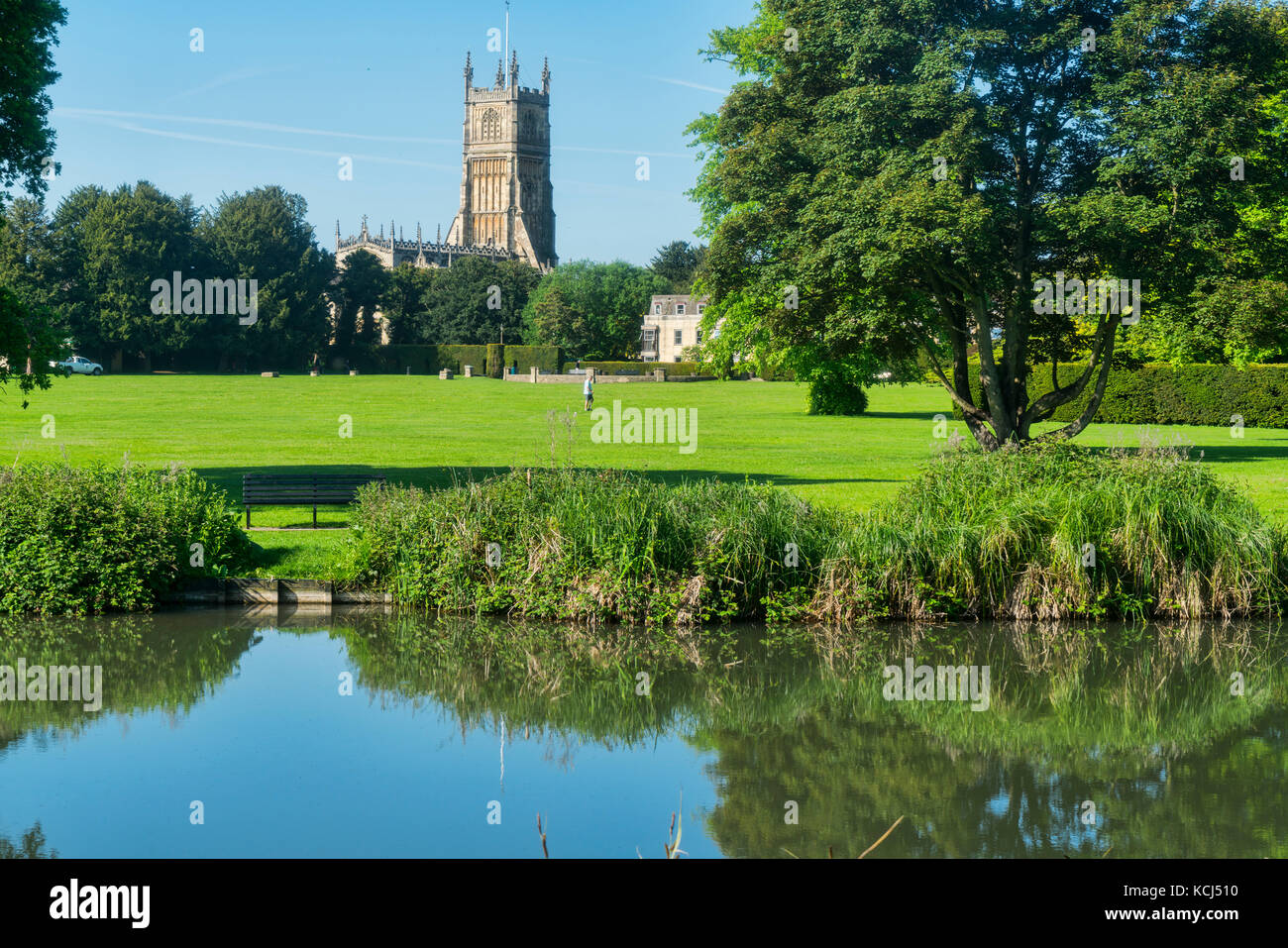 Cirencester; Abbey, Abbey grounds park, river Chum, Gloucestershire; UK