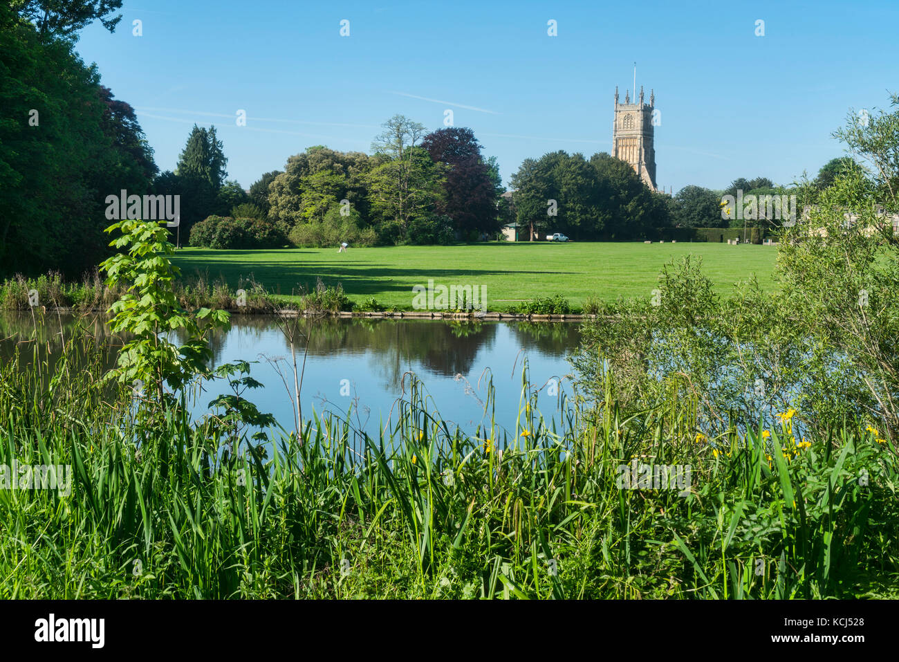 Cirencester; Abbey, Abbey grounds park, river Chum, Gloucestershire; UK