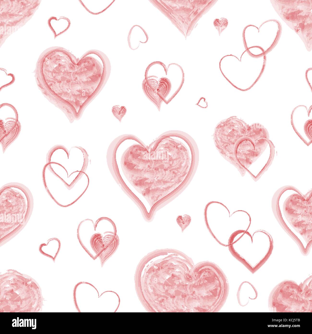 Seamless pattern with watercolor hearts Stock Vector Image & Art - Alamy