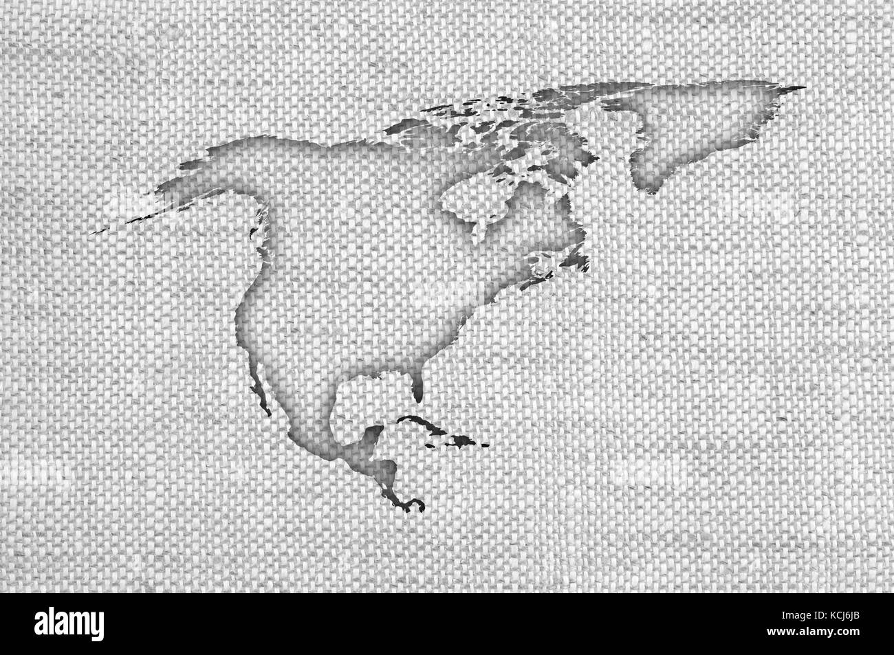 Map of North America on old linen Stock Photo - Alamy