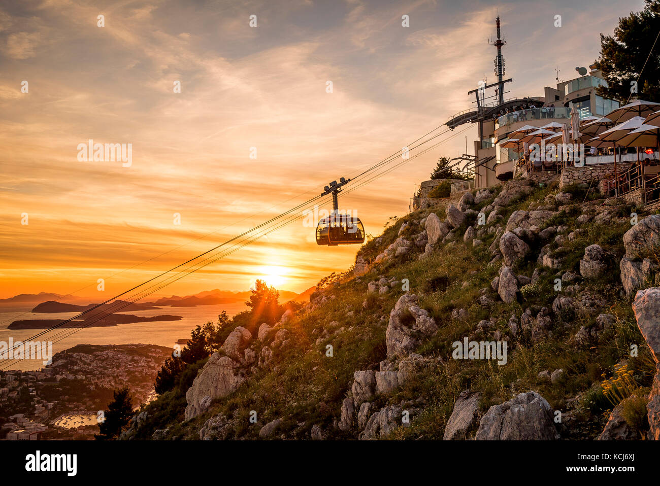 The Dubrovnik Cable Car at sunset Stock Photo Alamy