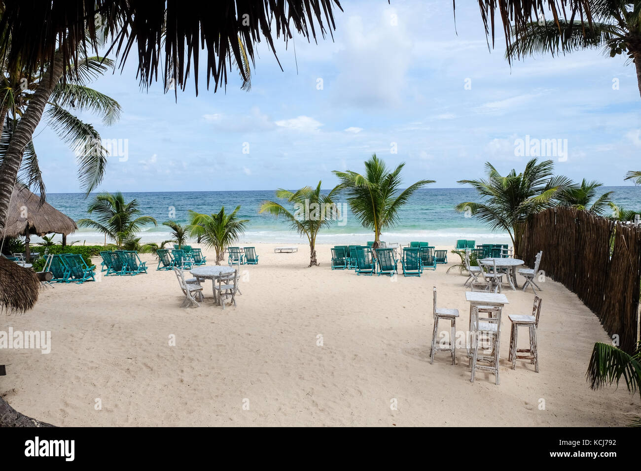 Cafe on the beach looking over the Caribbean in Mexico Stock Photo - Alamy