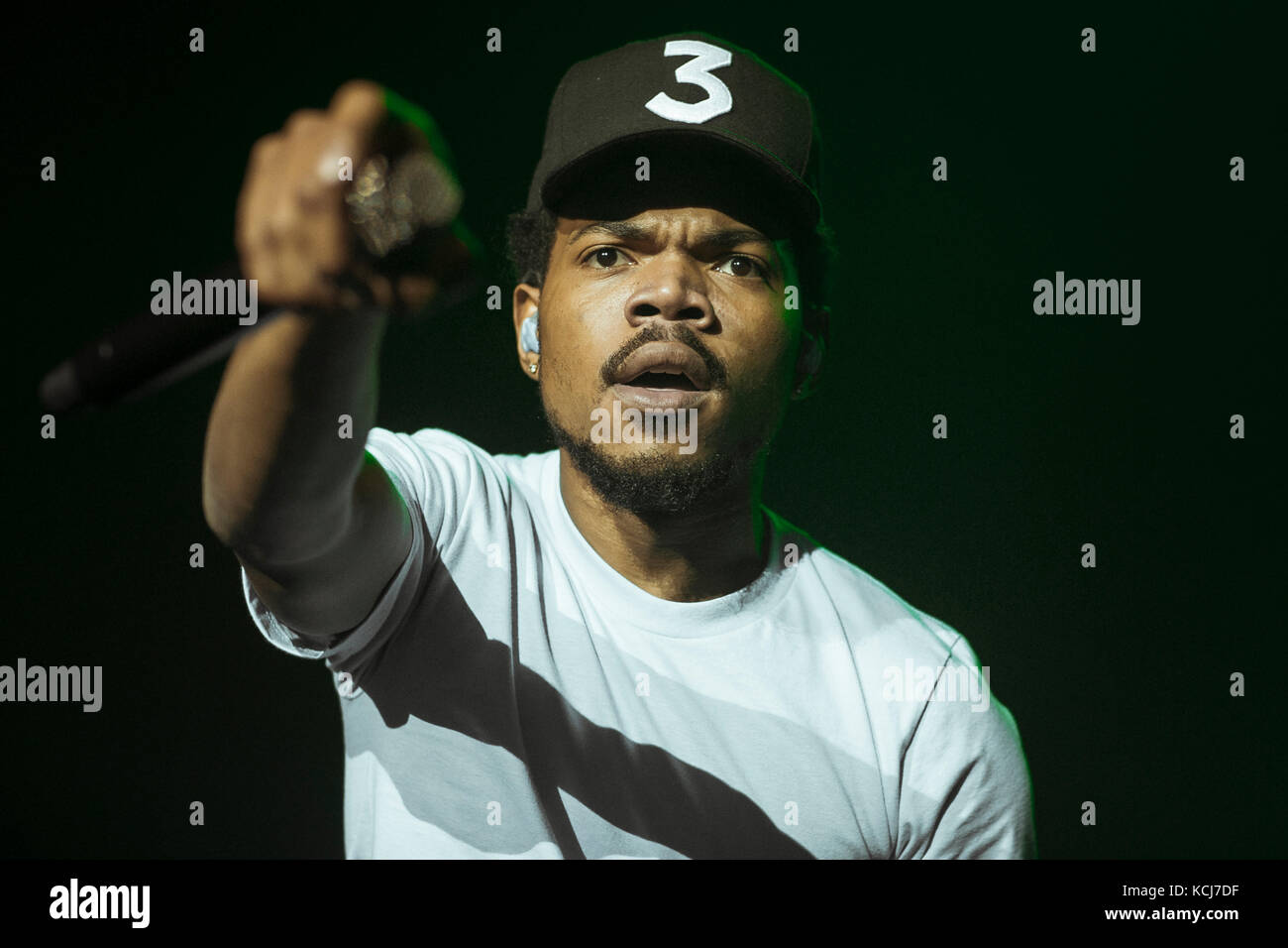 The American rapper and lyricist Chance the Rapper performs a live
