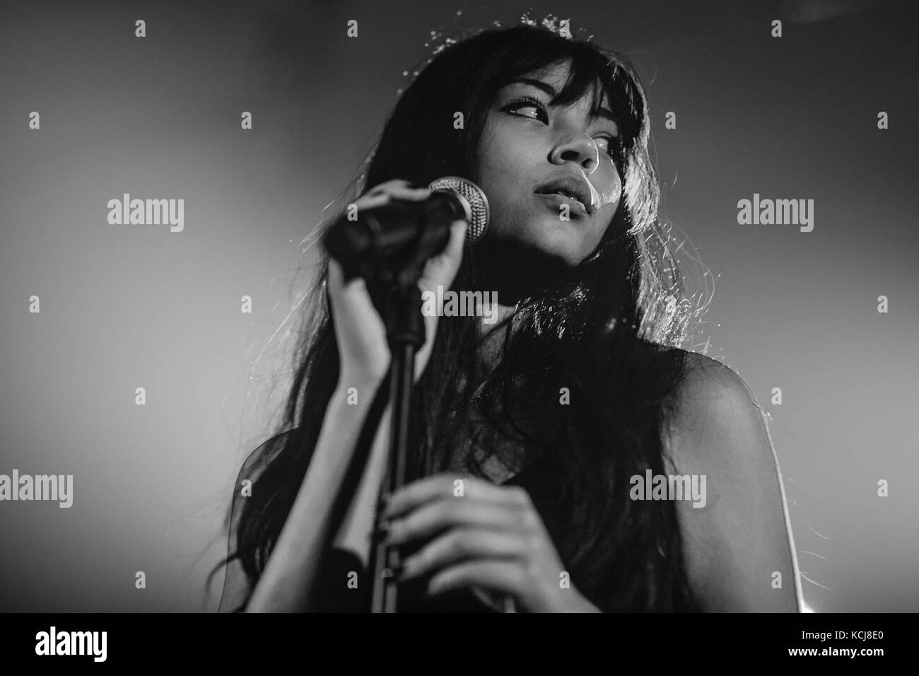 The Danish-Zambian R&B and electro pop singer Kwamie Liv performs a live concert at P6 BEAT Rocker in Koncerthuset in Copenhagen. Kwamie Liv is among the most exciting new talents in Denmark and is already a well-known artist abroad. Denmark, 21/12 2014. Stock Photo