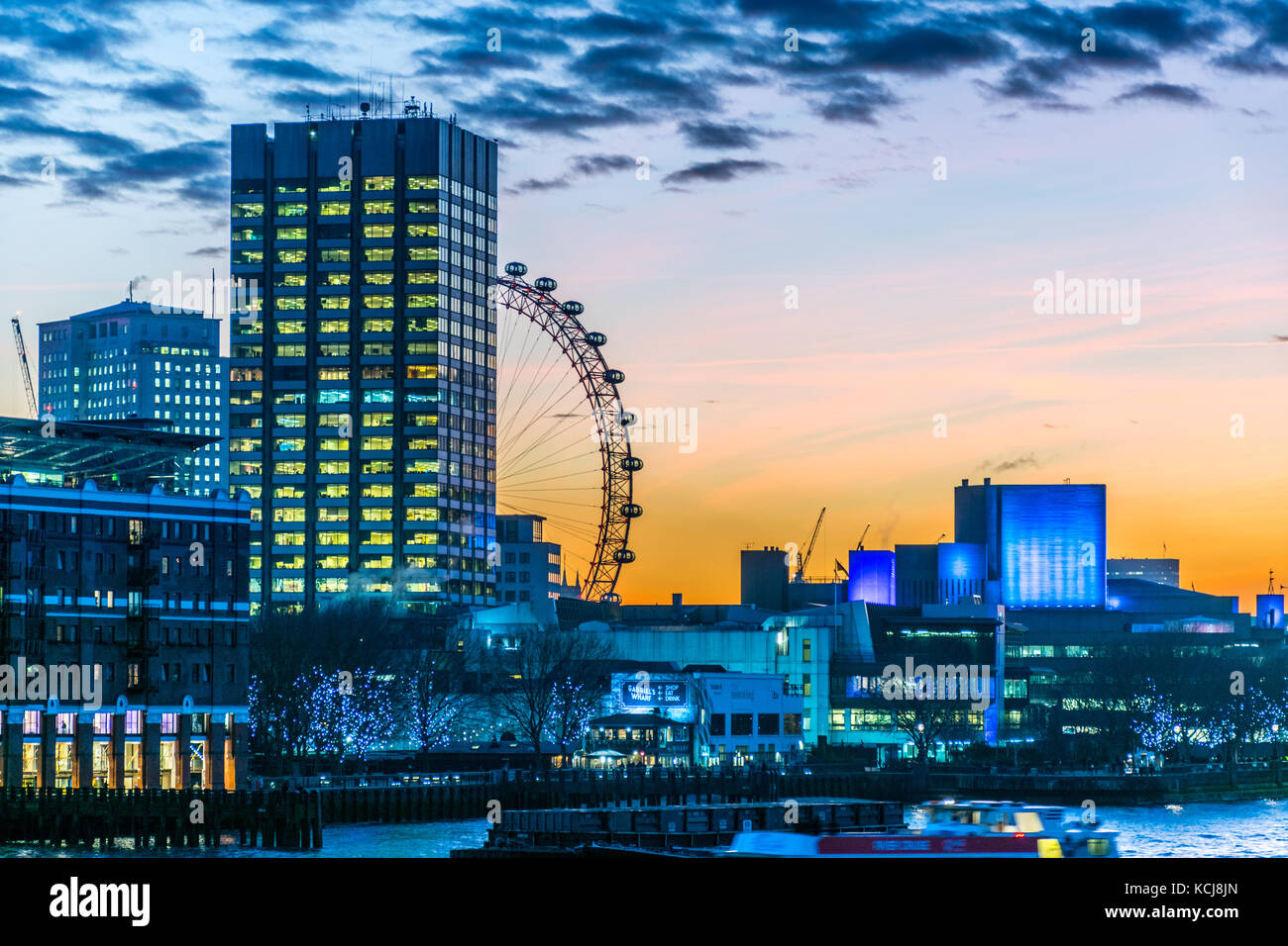 London skyline at lighting up time under winter sunset Stock Photo