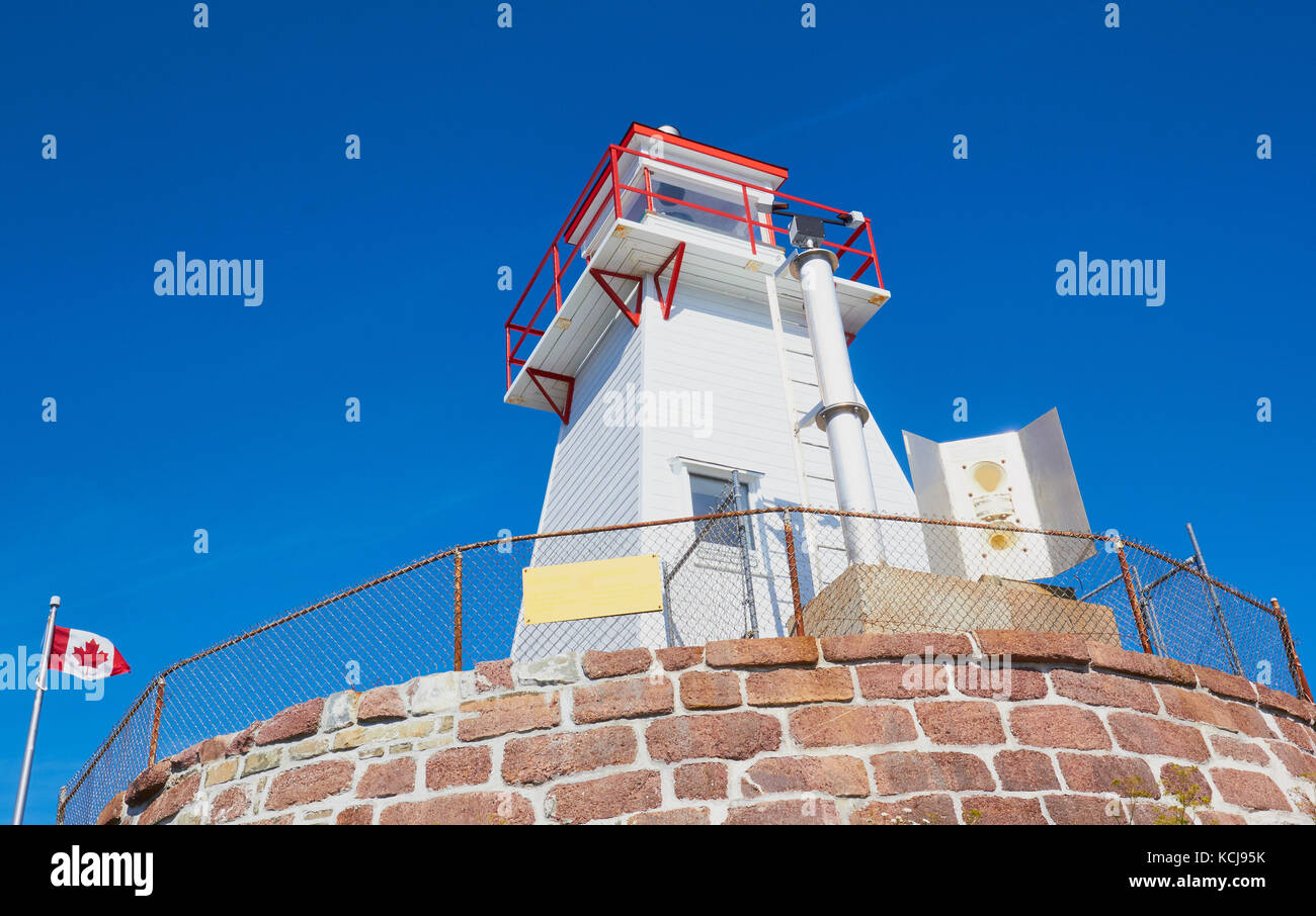 Fort Amherst Lighthouse and fog horn, St John's, Newfoundland, Canada. Stock Photo