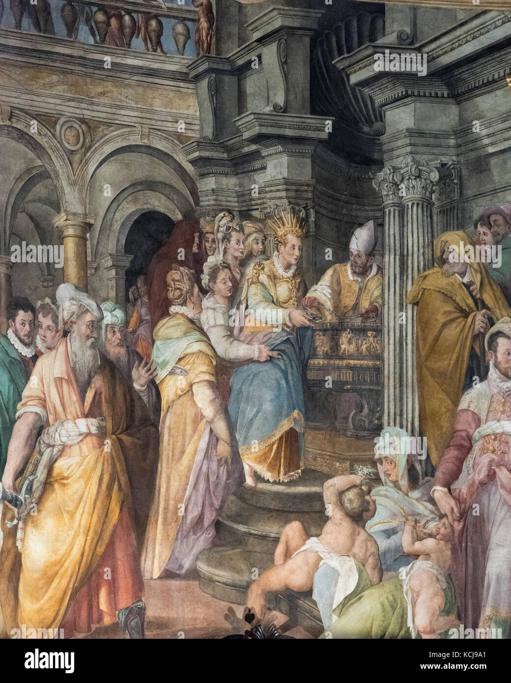 Rome. Italy. Empress Eudoxia hands over the chains of the Apostle Peter to the pope, fresco by Jacopo Coppi (1523-1591), 1577, San Pietro in Vincoli Stock Photo