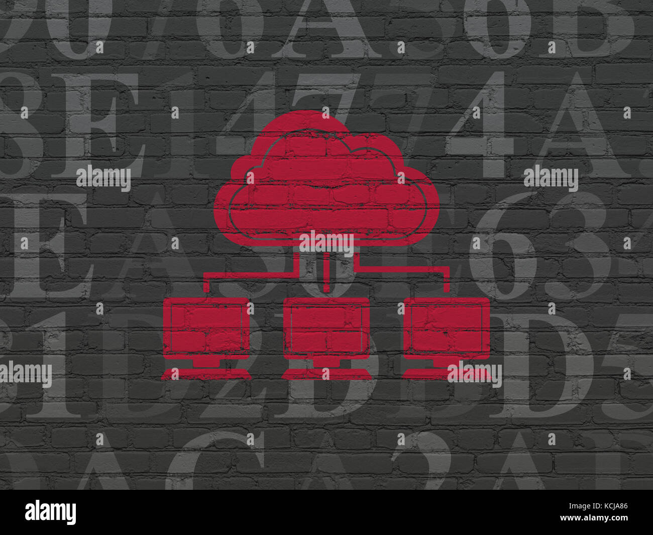 Cloud computing concept: Cloud Network on wall background Stock Photo ...