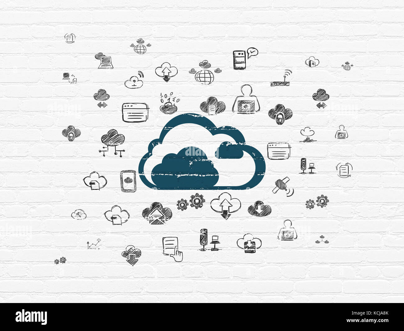 Cloud computing concept: Cloud on wall background Stock Photo - Alamy