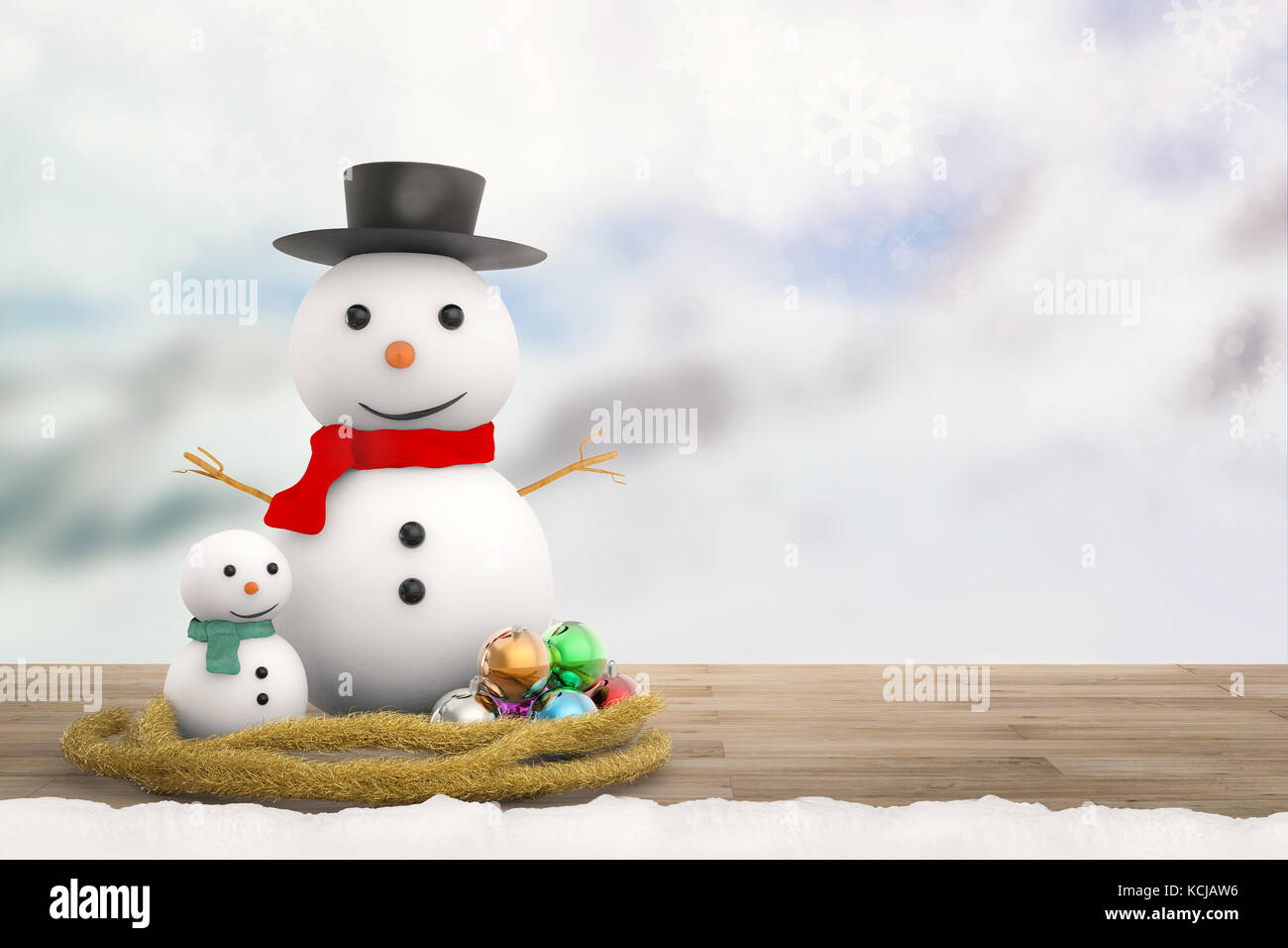 Mock up blank picture frame, Snowman and red popsicle sticks snowflakes 3D  render illustration Stock Photo - Alamy