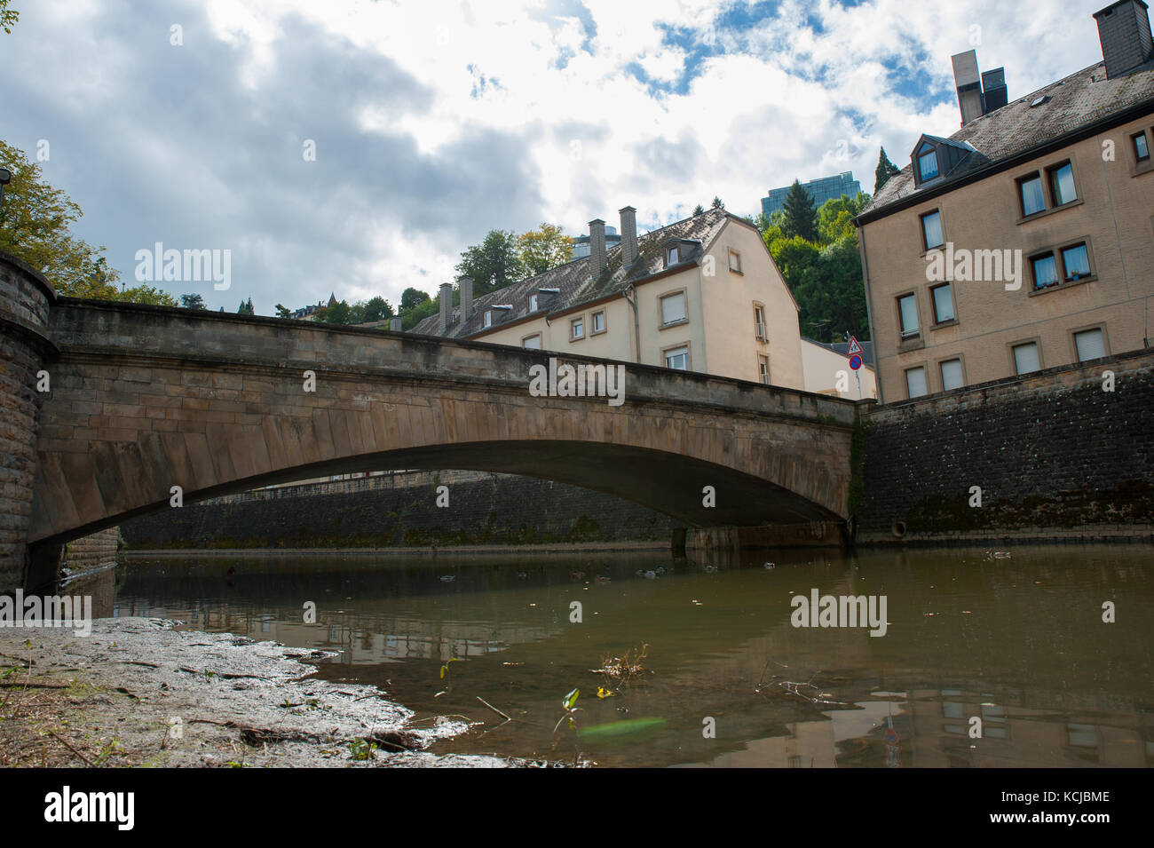 Rİver of Old Luxembourg City, Luxembourg Stock Photo