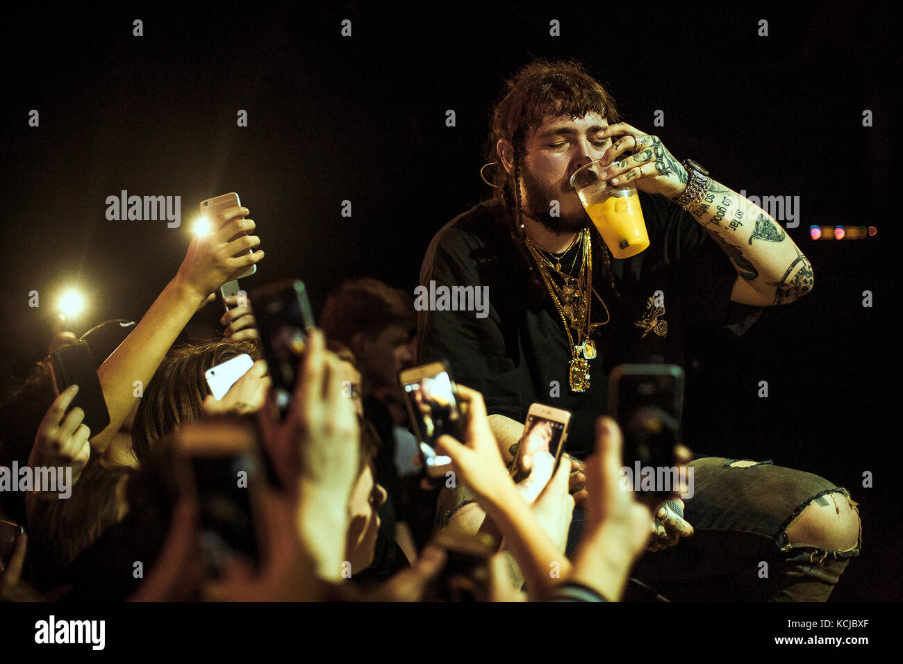 American Rapper Post The American rapper and lyricist Post Malone performs a live concert at ...