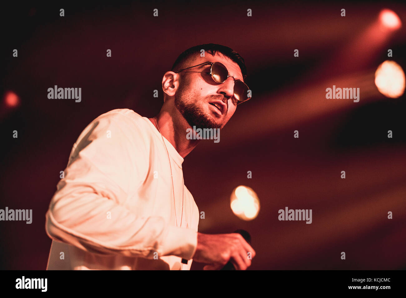 The Danish rapper Sivas (Stylized S!vas) performs a live concert at the Danish music festival Roskilde Festival 2016. Sivas mess up the Danish dictionary combining Danish, English and Arabian in one big ghetto mixture. Denmark, 01/07 2016. Stock Photo