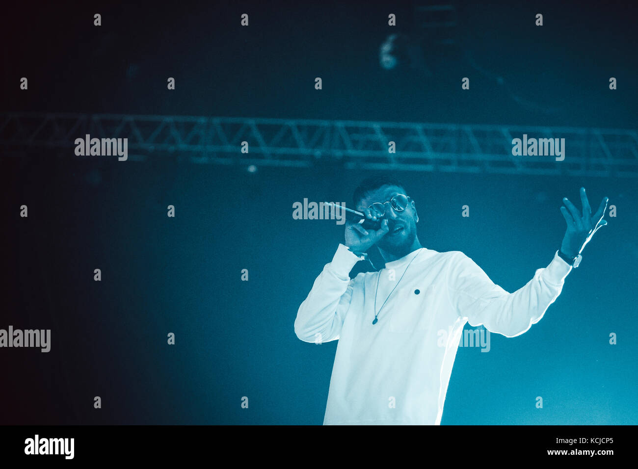 The Danish rapper Sivas (Stylized S!vas) performs a live concert at the Danish music festival Roskilde Festival 2016. Sivas mess up the Danish dictionary combining Danish, English and Arabian in one big ghetto mixture. Denmark, 01/07 2016. Stock Photo