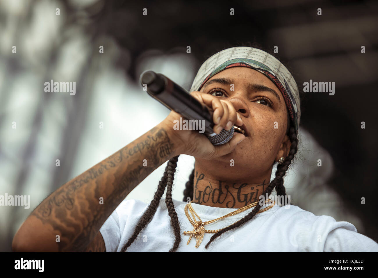 The American rapper and lyricist Young M.A performs a live concert
