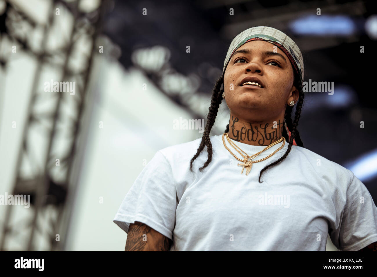 The American rapper and lyricist Young M.A performs a live concert