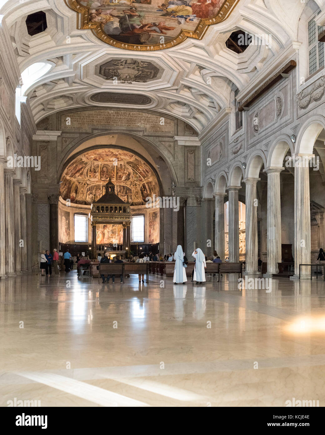 Rome. Italy. Interior of the Basilica di San Pietro in Vincoli (Saint Peter in Chains). Stock Photo