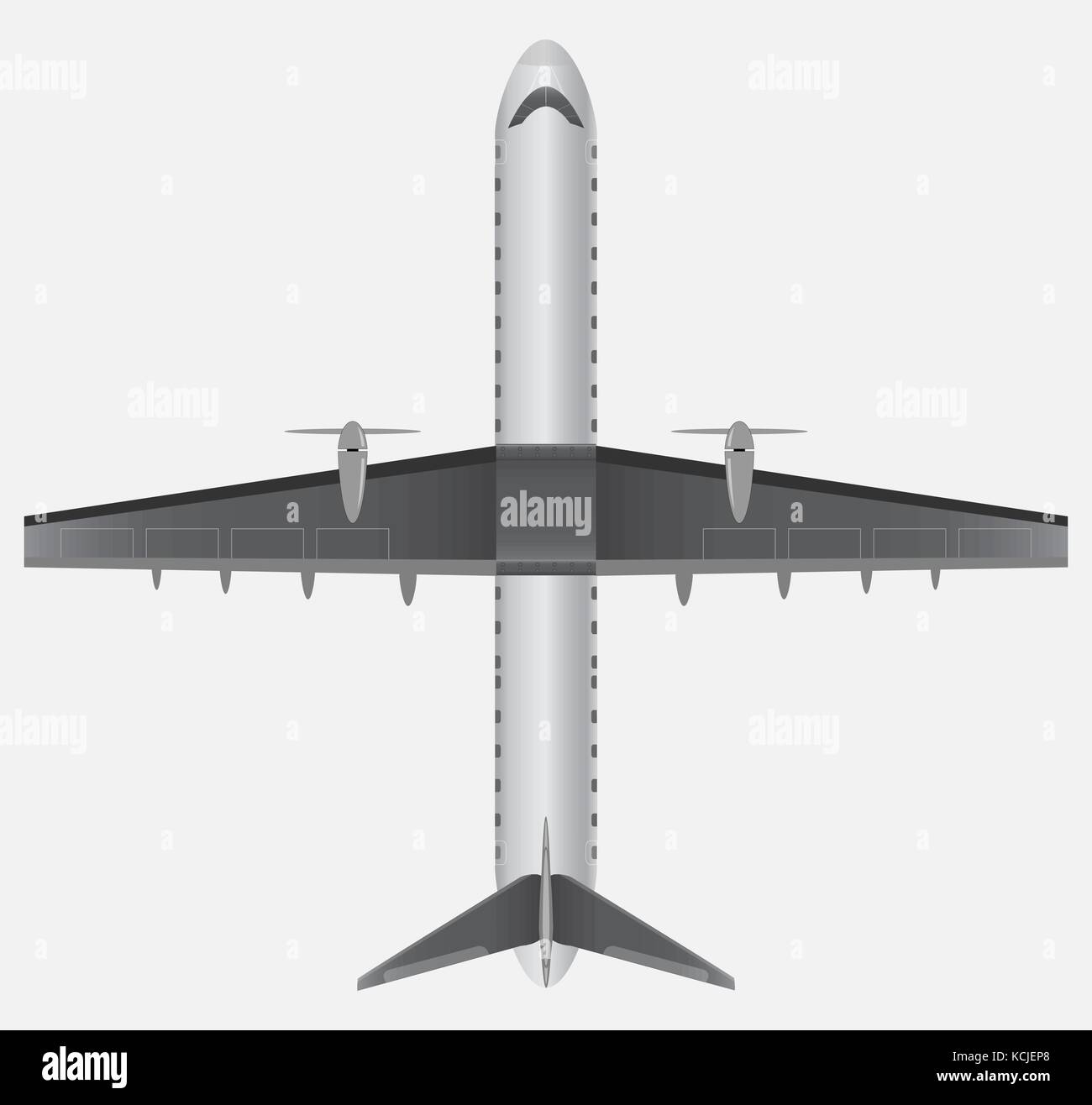 Top View of Narrow Body Passenger Propeller Airplane vector Stock ...