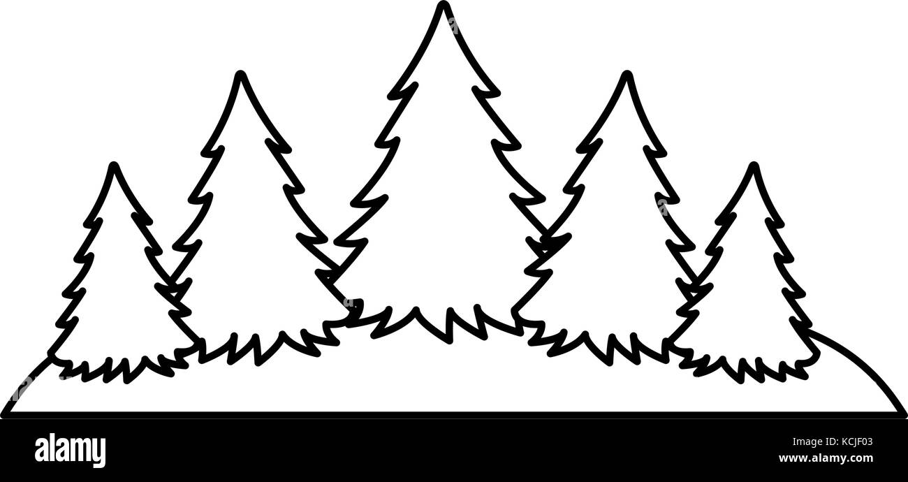 Pine forest scene silhouette Stock Vector Image & Art - Alamy