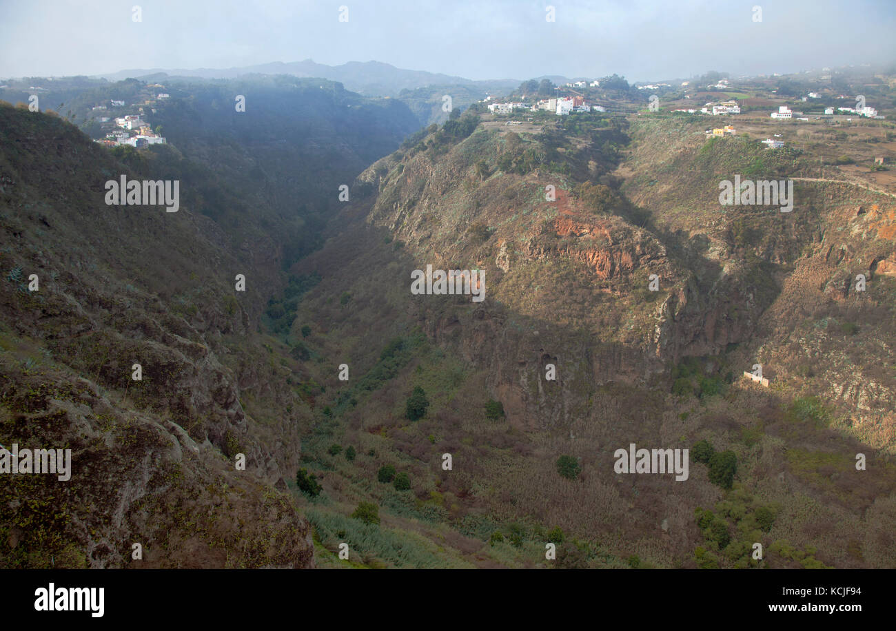 Gran Canaria, steep V shaped valley Barranco de Moya Stock Photo