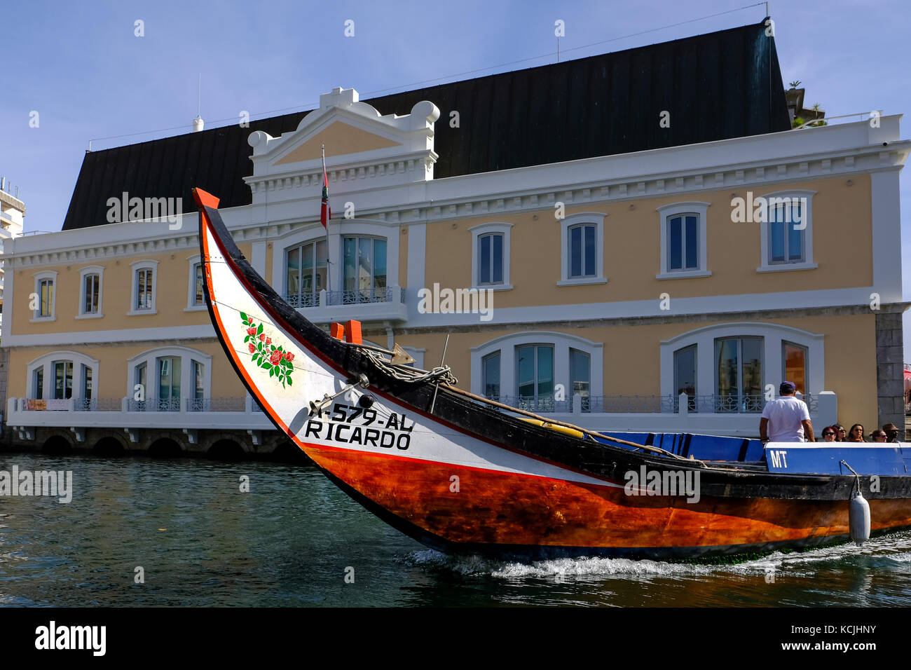 The look a like Venice or Amsterdam village of Aveiro in Portugal, is a must to visit, many canals and colorful boats that come and go with tourists Stock Photo