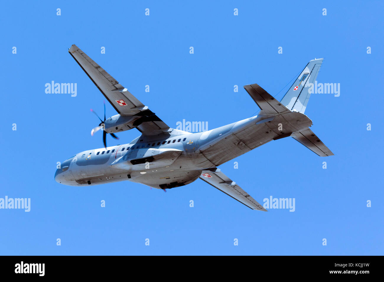 Polish Air Force CASA C-295M [025] departing after participating in the static display of 25th Malta International Airshow. Stock Photo