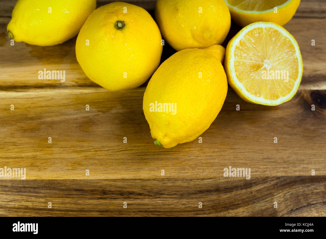 closeup photo of ripe yellow lemons Stock Photo