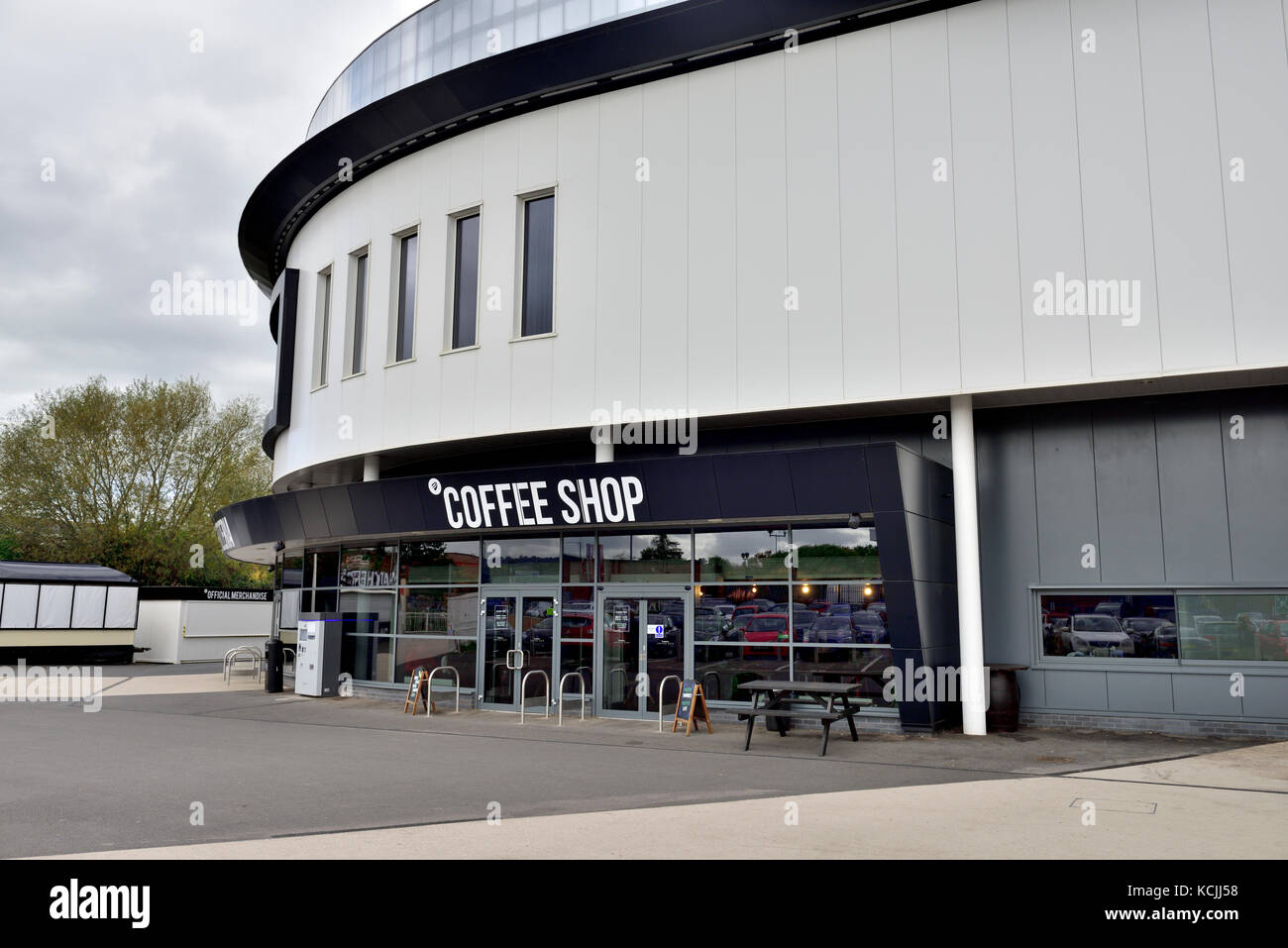 Coffee shop entrance at Ashton Gate Stadium home of Bristol City Football club Stock Photo