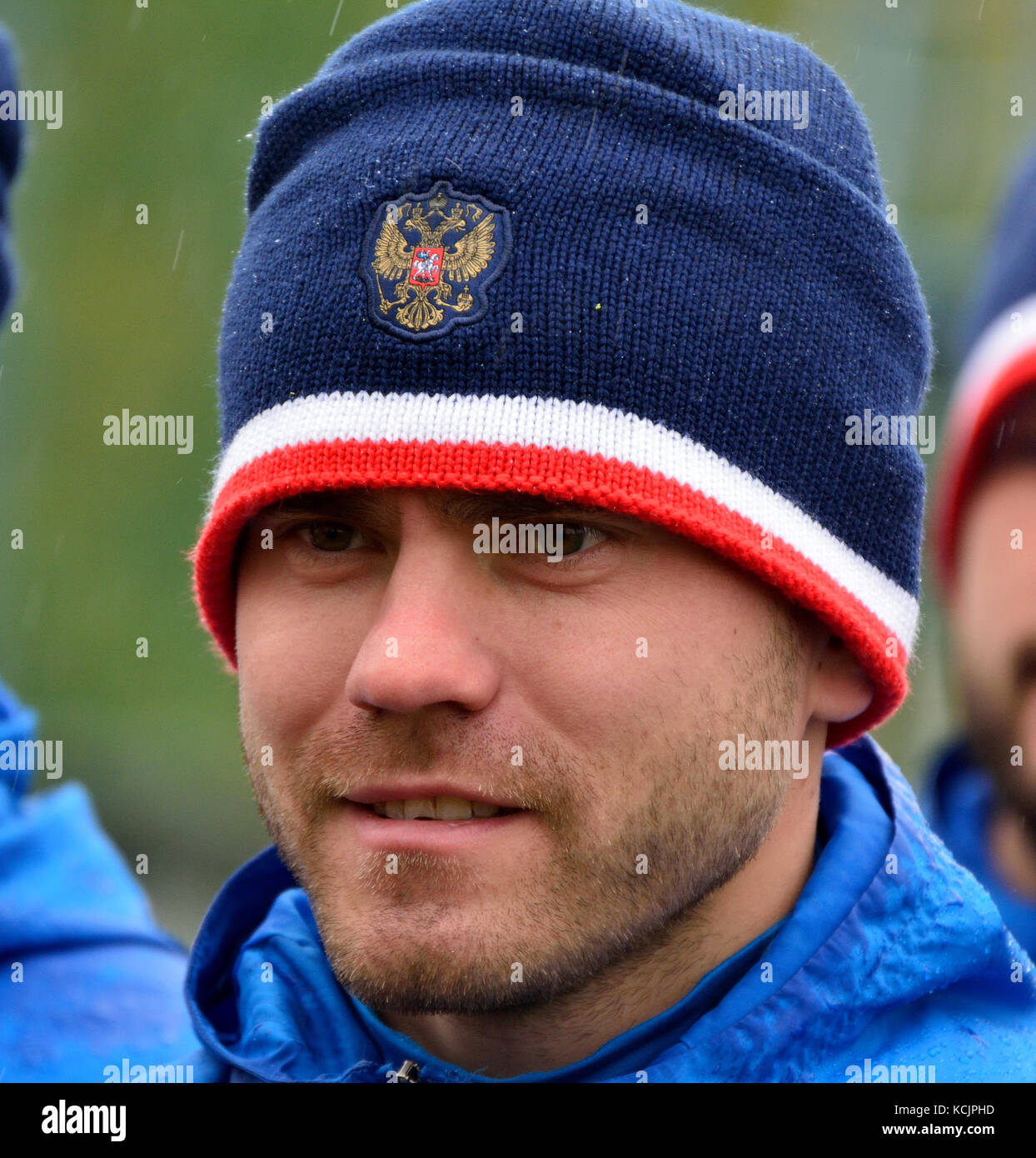 Moscow, Russia. 05th Oct, 2017. Russian international football goalkeeper Igor Akinfeev in training session before test match against South Korea in Moscow on October 5, 2017. Credit: Alizada Studios/Alamy Live News Stock Photo