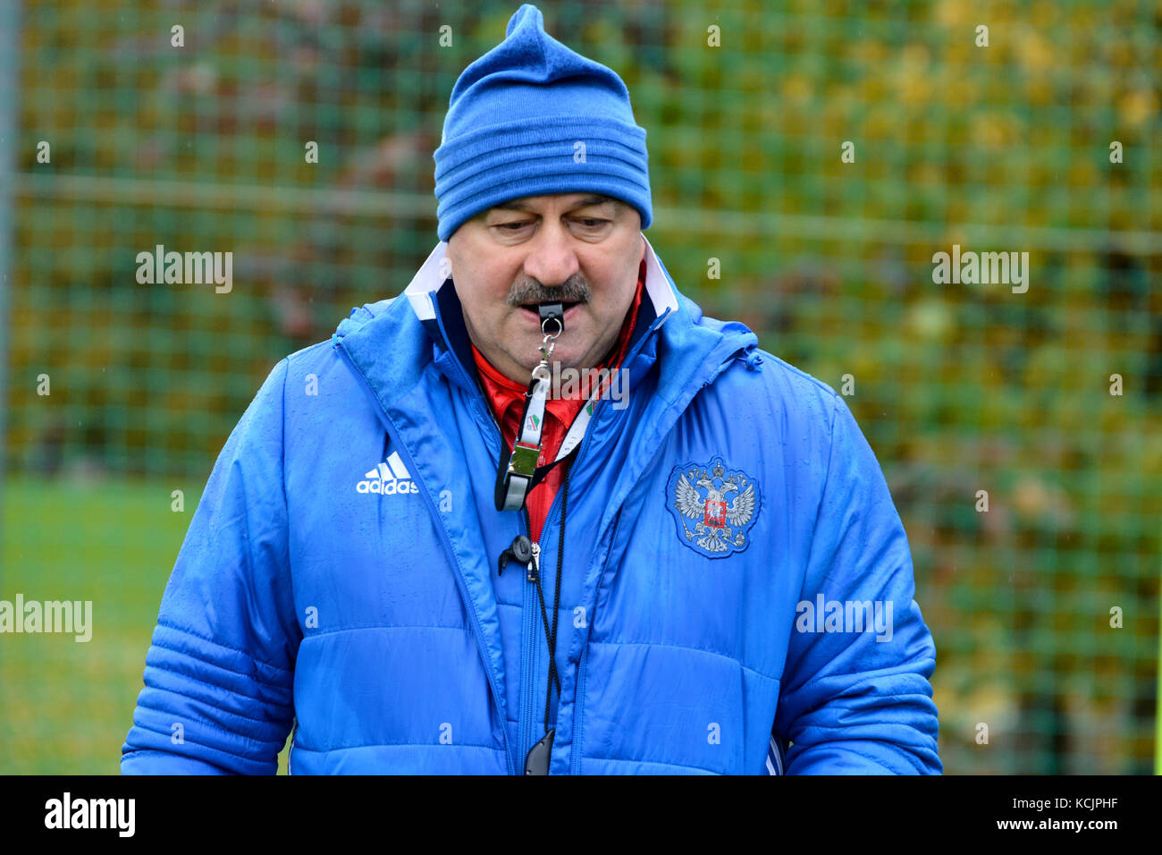 Moscow, Russia. 05th Oct, 2017. Russian international football team manager Stanislav Cherchesov during training camp before test match against South Korea in Moscow on October 5, 2017. Credit: Alizada Studios/Alamy Live News Stock Photo