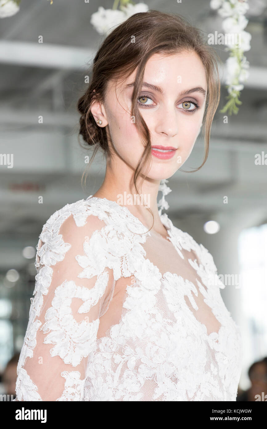 New York, NY, USA October 5, 2017 A model shows out a dress by