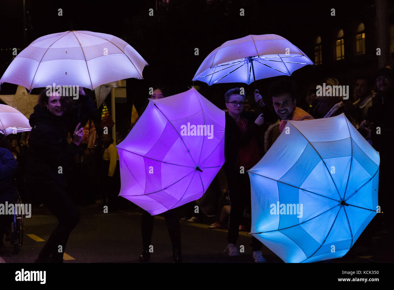 Leeds, UK. 5th Oct, 2017. Night Light Leeds, A magical autumns evening