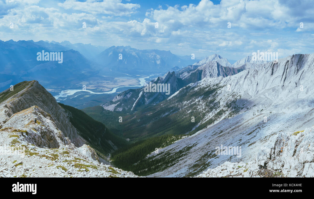 Mountain and lake in Jasper national park Stock Photo