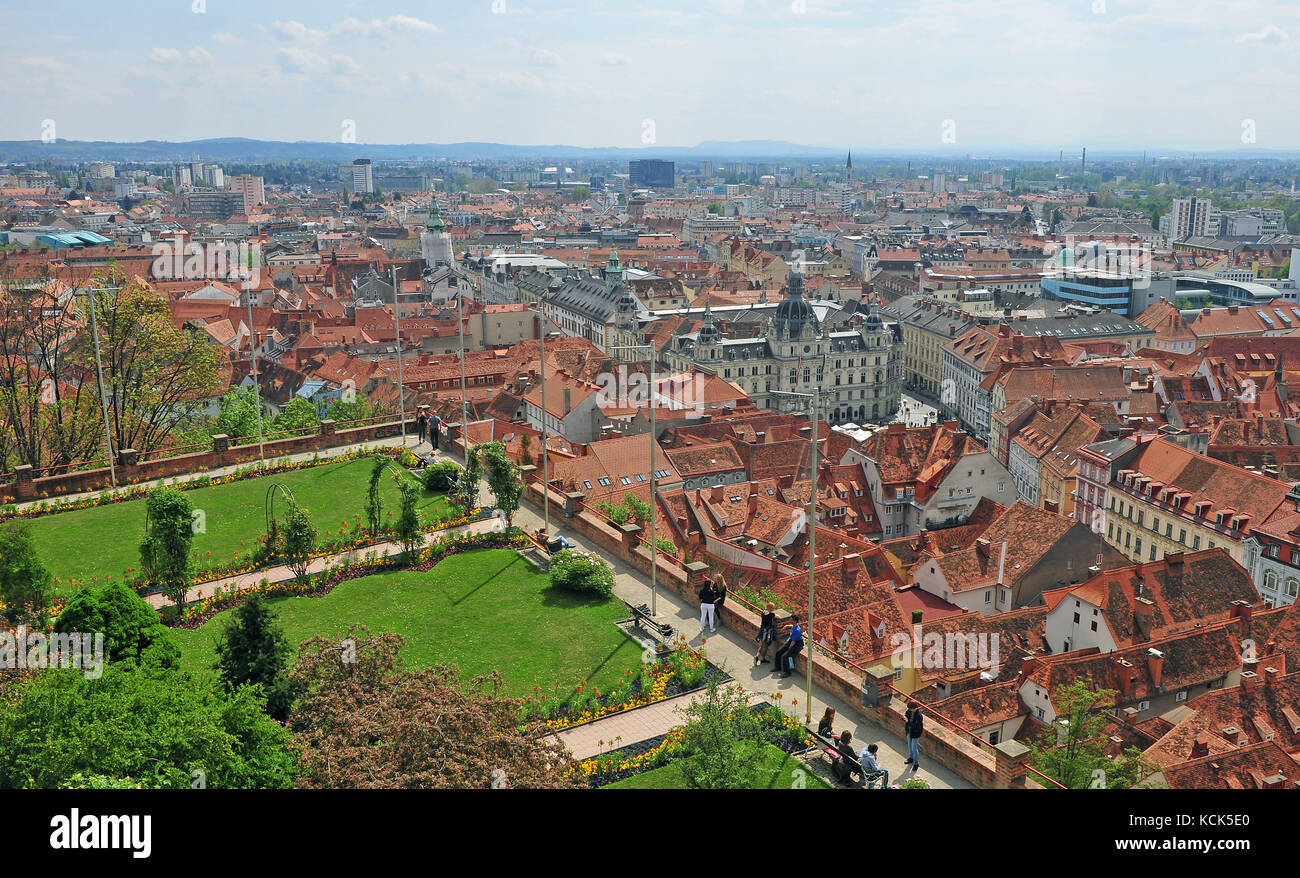 Scenic view of Graz skyline and city park, Austria Stock Photo - Alamy