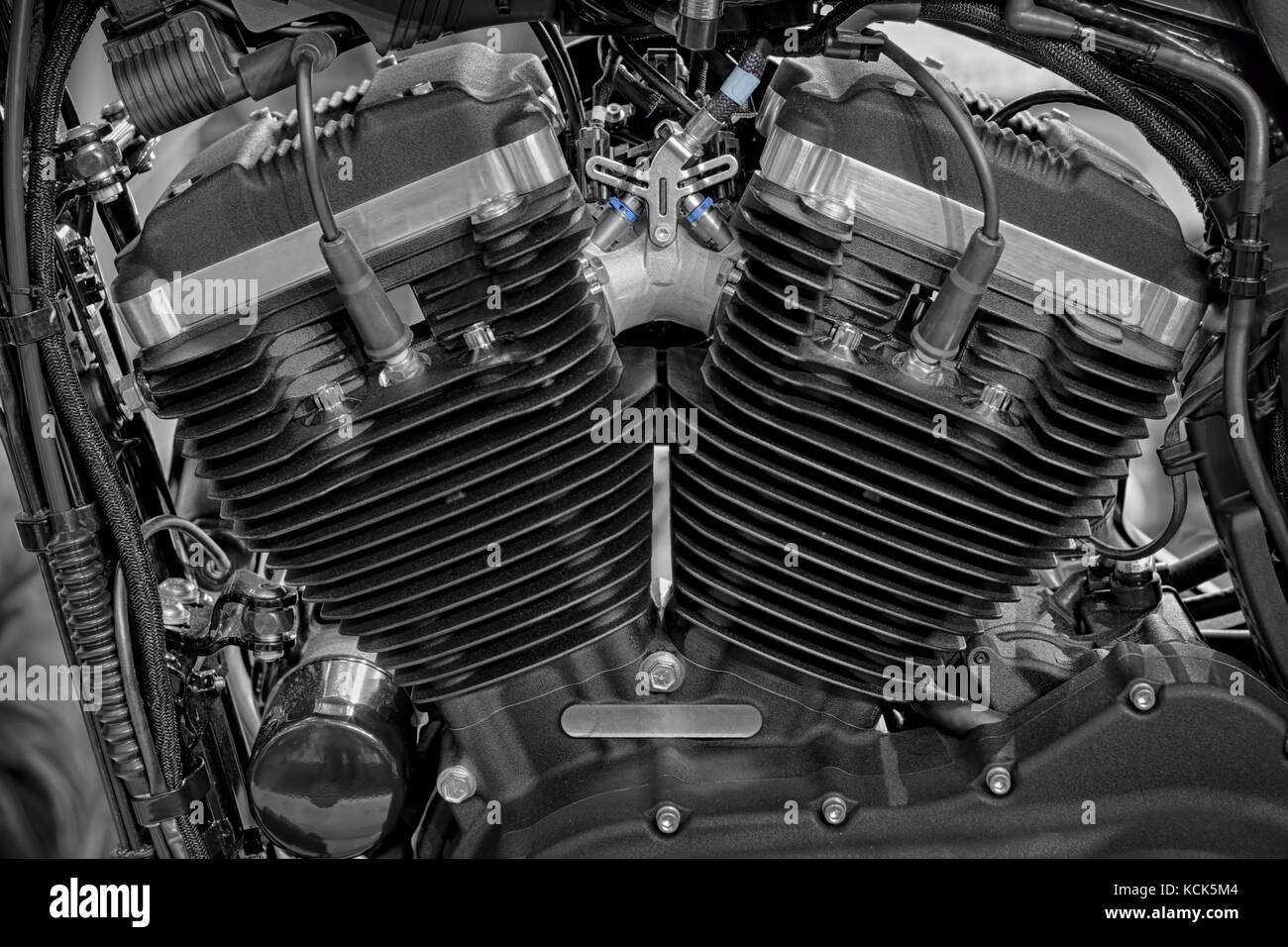 Detail of Vtwin engines of motorcycle Stock Photo Alamy